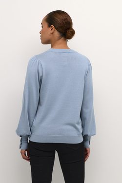 Lizza Round Neck Button  Faded Denim - Kaffe Clothing