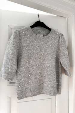 Maia pearl knit tee Ligth grey melange - Neo noir