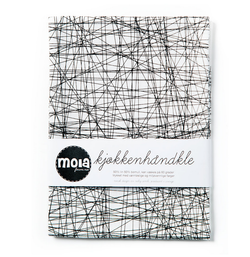 Kjøkkenhåndkler 50x70 Moia Form Hvit/Sort striper - Moia Form