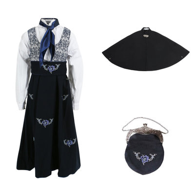 Maxemilia Festdrakt med cape og veske Marine - Maxemilia