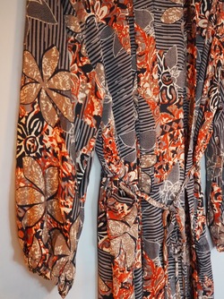 Pocket Long Silk Kimono Blomstret - Sissel Edelbo