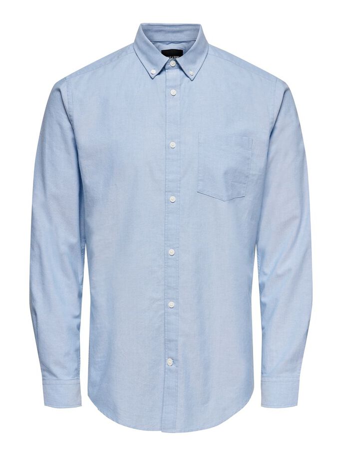 Neil Life Organic Oxford Shirt  Cashmere Blue - Only and sons