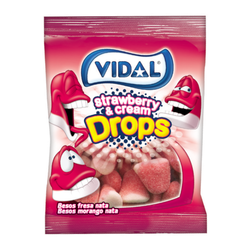 Vidal Gummigodteri 100 gr Strawberry and cream drops - Vidal 