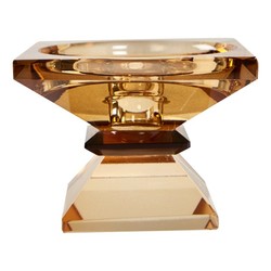 Krystall lysholder 6,5 x 9cm  Amber - Lykkehjørnet