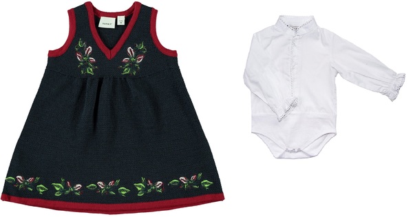 Baby festdrakt strikket med body