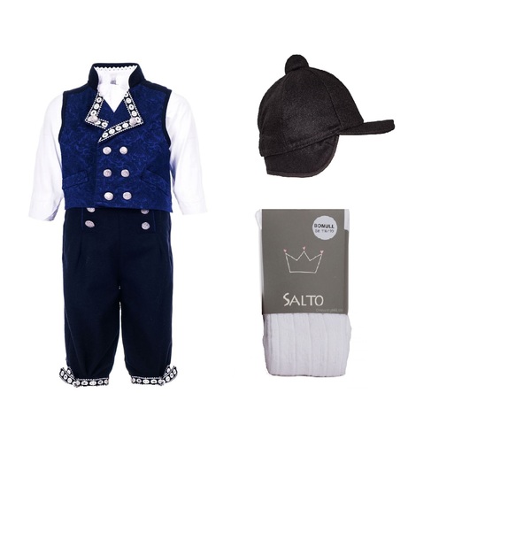 Festdrakt Blå med lue og strømpebukse