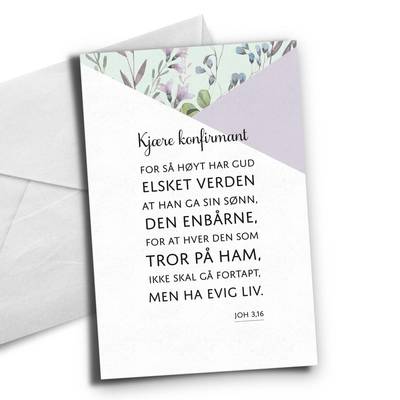 Konfirmasjonskort Bibelvers fra Joh - Happystar