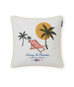 Lexington Paradise Embroidered Cotton Canvas Pillow Cover som på bildet - Lexington