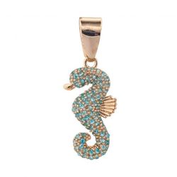 Nora Norway seahorse charm gold aqua  blå - Nora Norway