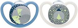 NUK Space Night 0-6 Måneder Smokk 2-pack, Rev/Ildflue