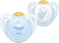 NUK Baby Blue 0-6 Måneder Smokk 2-pack, Lateks blå, latex - NUK