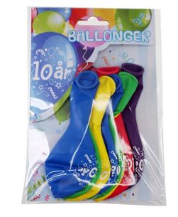 Ballongar 8pk 10år 10år farga - Tinka