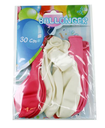 Ballongar 10pk Rosa/hvit