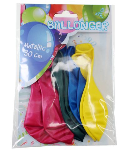 Ballongar 8pk assortert metallic