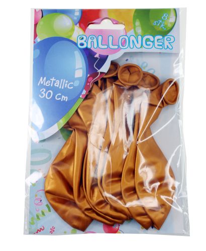 Ballongar 8pk gull metallic