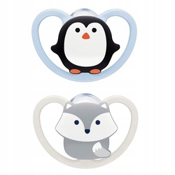 NUK Space 0-6 Måneder Smokk 2-pack - Pingvin/rev Pingvin/rev - NUK