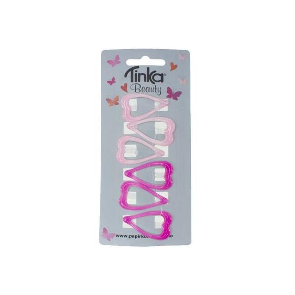 HÅRKLIPS HJERTER LYS ROSA/MØRK ROSA 6 STK TINKA