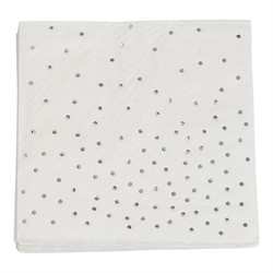 Servietter Kvit med Sølv Dots 16pk Sølv Dots - Joker