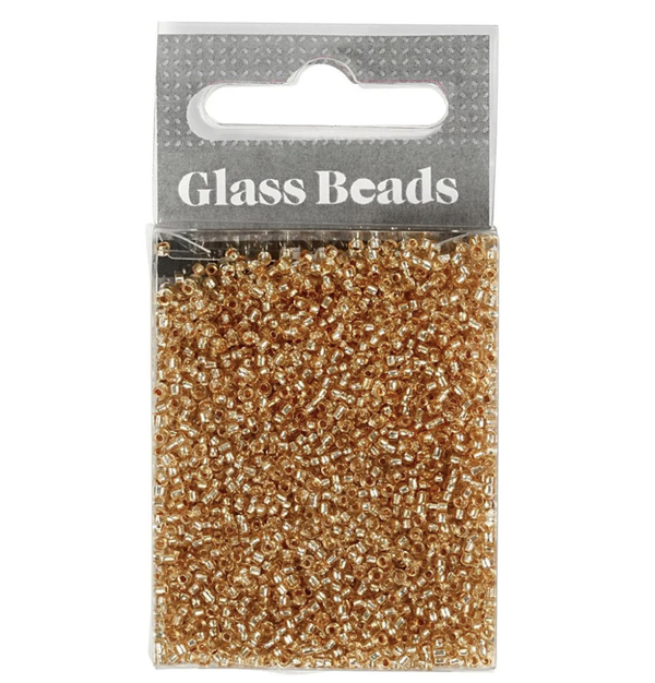 Rocaiperler fersken, dia1,7mm, size 15, hullstr 0,5-0,8mm - 25gram