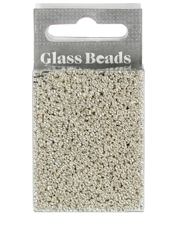 Rocaiperler sølv metall, dia 1,7mm, str 15, hullstr 0,5-0,8mm - 25gram