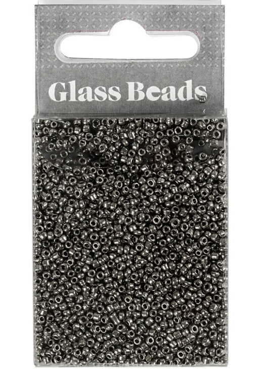 Rocaiperler grå metallic, dia 1,7mm, str 15, hullstr 0,5-0,8mm - 25gram