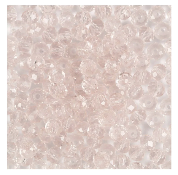 Facettperler light rose, dia 4mm, hullstr 1mm, 45stk