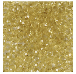Facettperler yellow, dia 4mm, hullstr 1mm -45stk