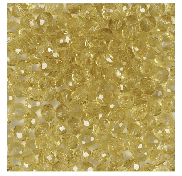 Facettperler yellow, dia 4mm, hullstr 1mm -45stk