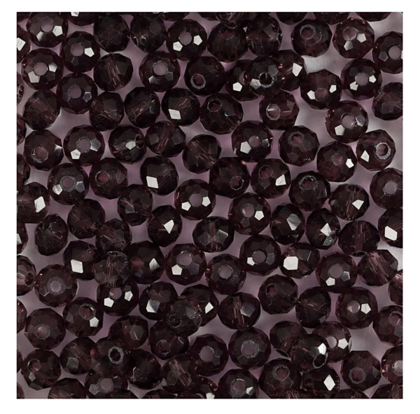 Facettperler purple, dia 4mm, hullstr 1mm - 45stk