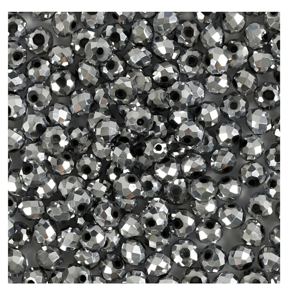 Facettperler metallic grey, str 3*4mm, hullstr 0,8mm - 100stk