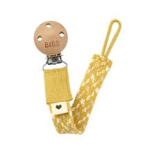 BIBS Pacifier Clip Mustard/Ivory/Vanilla Mustard/Ivory/Vanilla - Bibs