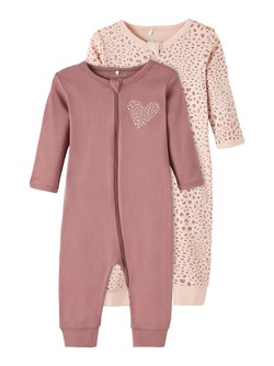 NBFNIGHTSUIT 2P ZIP ROSE TAUPE LEO  (UTEN FOT) Rose Taupe - Name It