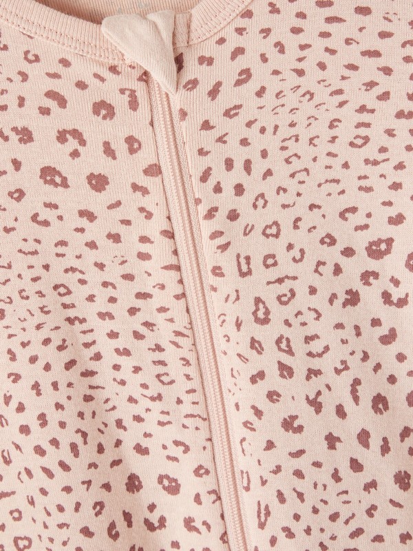 NBFNIGHTSUIT 2P ZIP ROSE TAUPE LEO  (UTEN FOT)