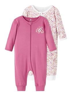 NBFNIGHTSUIT 2P ZIP ROSE FLOWER  Rose Wine - Name It