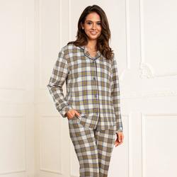 Lady Avenue flanell pysjamas Gul - Lady Avenue