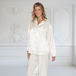 Lady Avenue satin pysjamas Offwhite - Lady Avenue