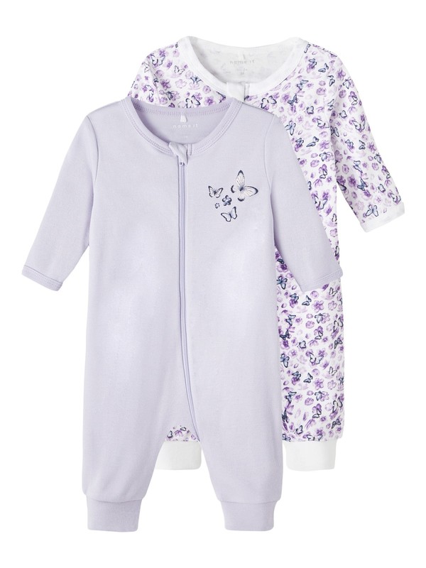NBFNIGHTSUIT 2PK ZIP PURPLE FLOWER