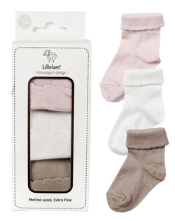 Lillelam 3PK ullsokk gavepakke, Rosa Rosa - Lillelam