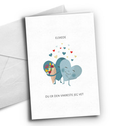 Valentineskort Elskede - blå hjerter - Happystar