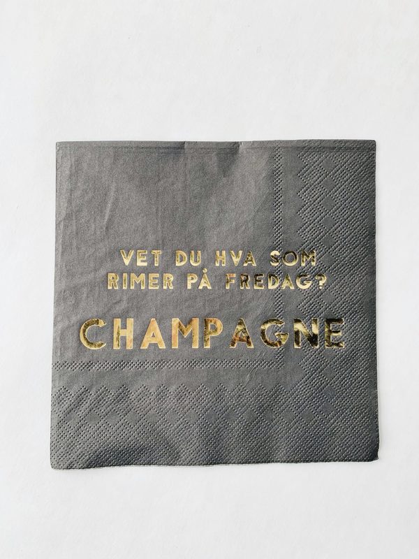 Serviett Sort M Gull 33×33 Champagne Fredag.