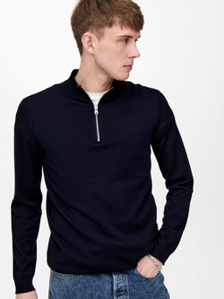 Onswyler Half Zip Knit Navy - Only and sons
