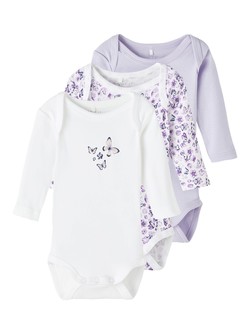 NBFBODY 3P LS PURPLE FLOWER   Purple Heather - Name It