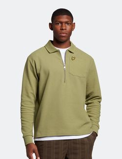 Crest Textured Quarter Zip  Seaweed - Lyle & Scott