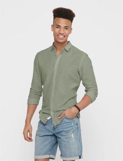 Caiden Sloid Linen Shirt Grønn - Only and sons