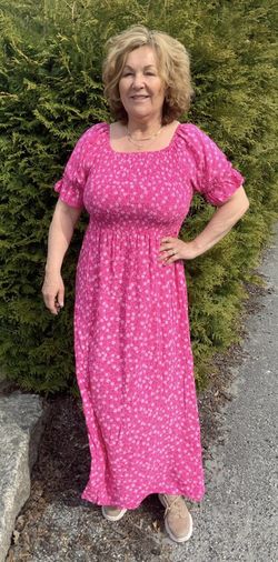 Drøbak motehus lang mønstret kjole Cerise - Drøbak Motehus