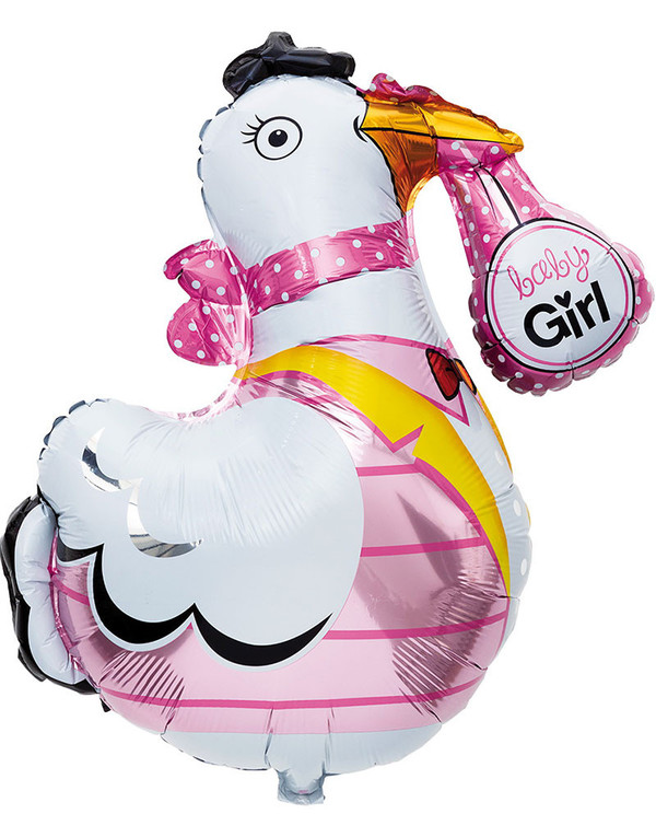 Rosa stork folie ballong