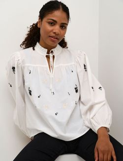 Lilly frill Blouse Hvit mønster - Kaffe Clothing