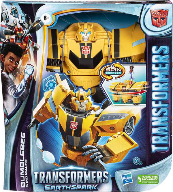 Transformers EarthSpark Spin Changer Bumblebee actionfigur med Mo Malto figur