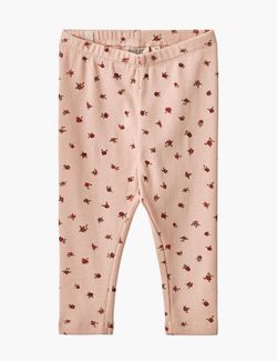 Jersey Leggings Jules baby Pink sand flowers - Wheat