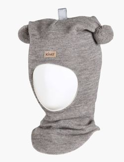 Hood, with 2 bobbles Brown melange - Kivat